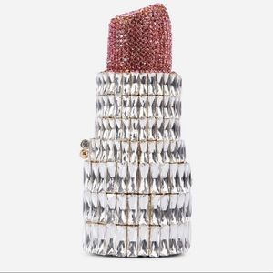 Lipstick bling rhinestone jeweler purse clutch